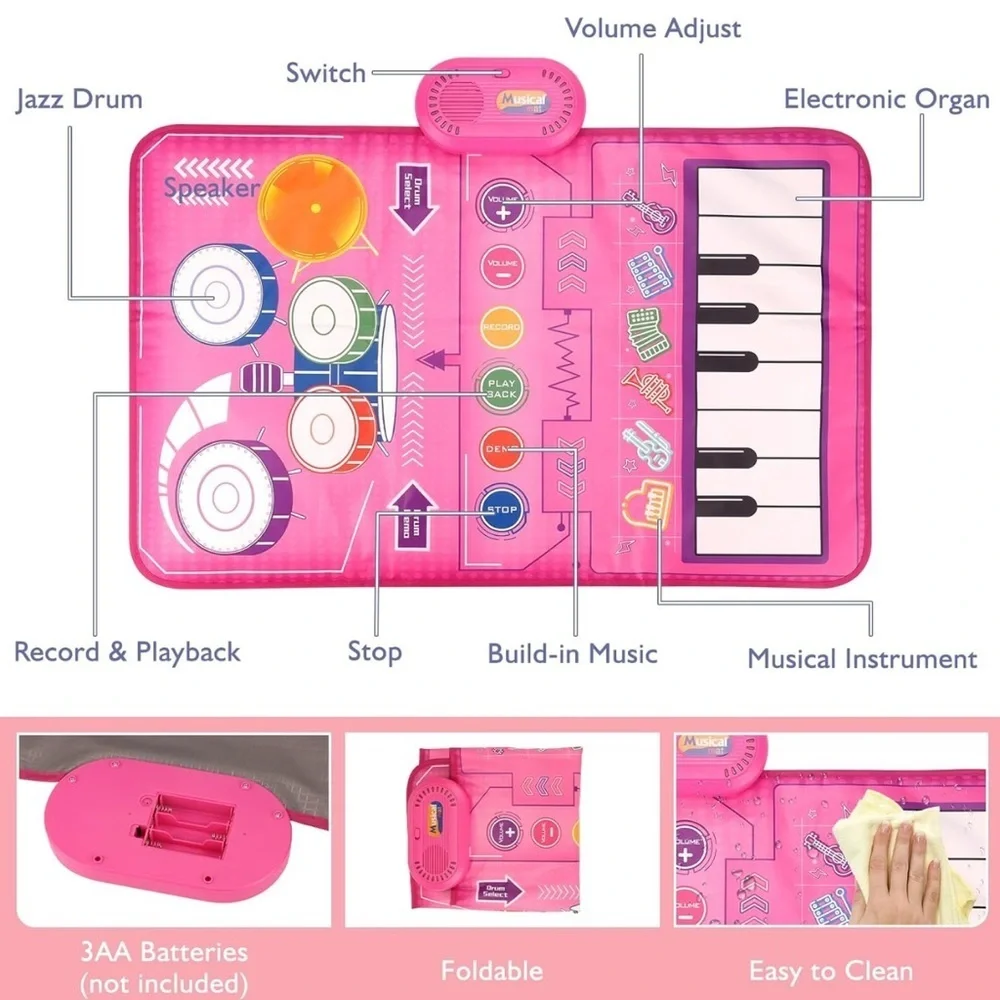 Music carpet Mat with Keyboard & Drum, Early Educational Musical toys
